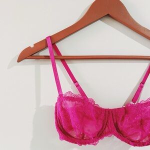 urban outfitters | out from under chantilly lace balconette bra in berry ↷